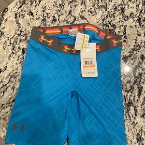 Under Armour Teal Compression Shorts with Patterned Waistband